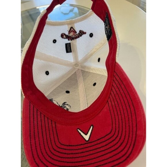 Callaway Hat Cap Red White Mesh Croasdaile Rooster Golf Black Embroidered Adjust - Picture 7 of 8